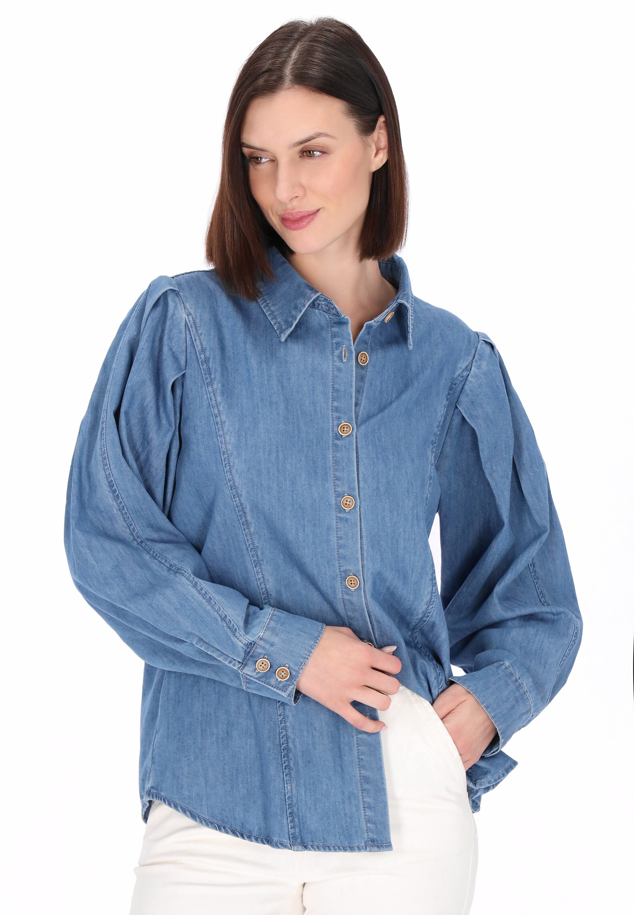 usha BLUE LABEL - Blusa em azul: frente