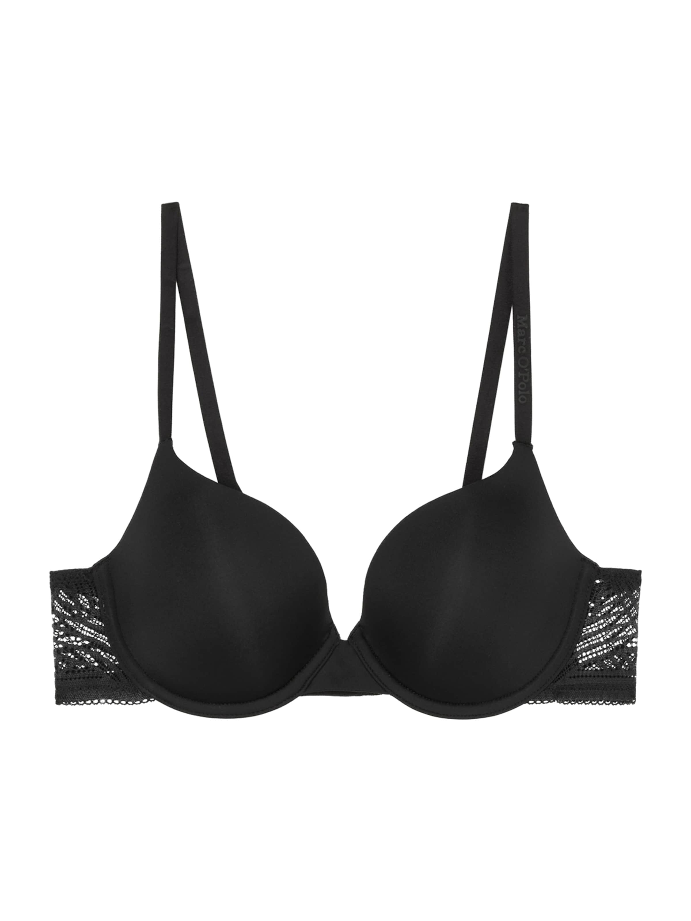 Marc O'Polo Triangel BH ' Timeless Lace ' in Zwart: voorkant