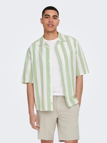 Only & Sons Comfort fit Overhemd 'Tes' in Groen: voorkant