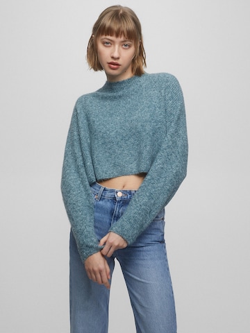 Pull&Bear Sveter - Modrá: predná strana