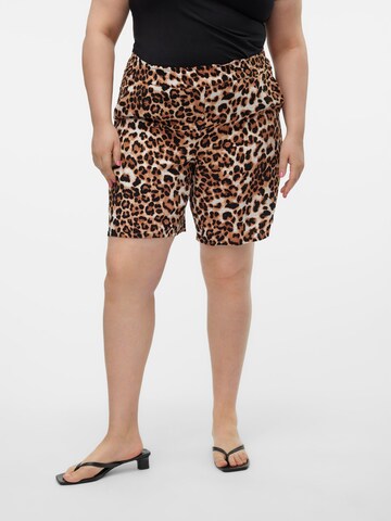 Vero Moda Curve Baggy Broek 'VMCEasy' in Bruin: voorkant