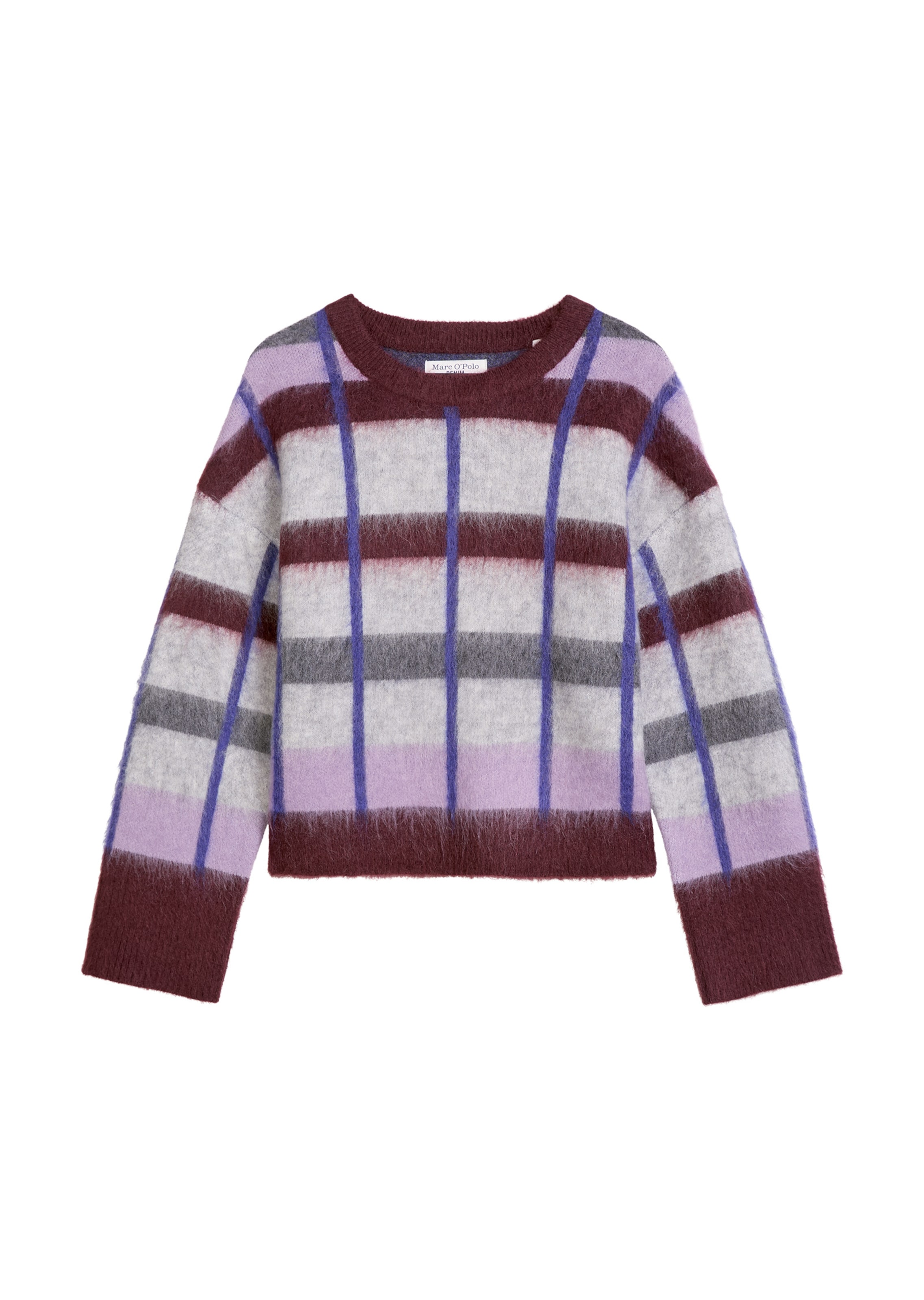 Marc O'Polo DENIM Pull-over oversize en XXS en gris clair / gris foncé / lavande / baie, Vue avec produit