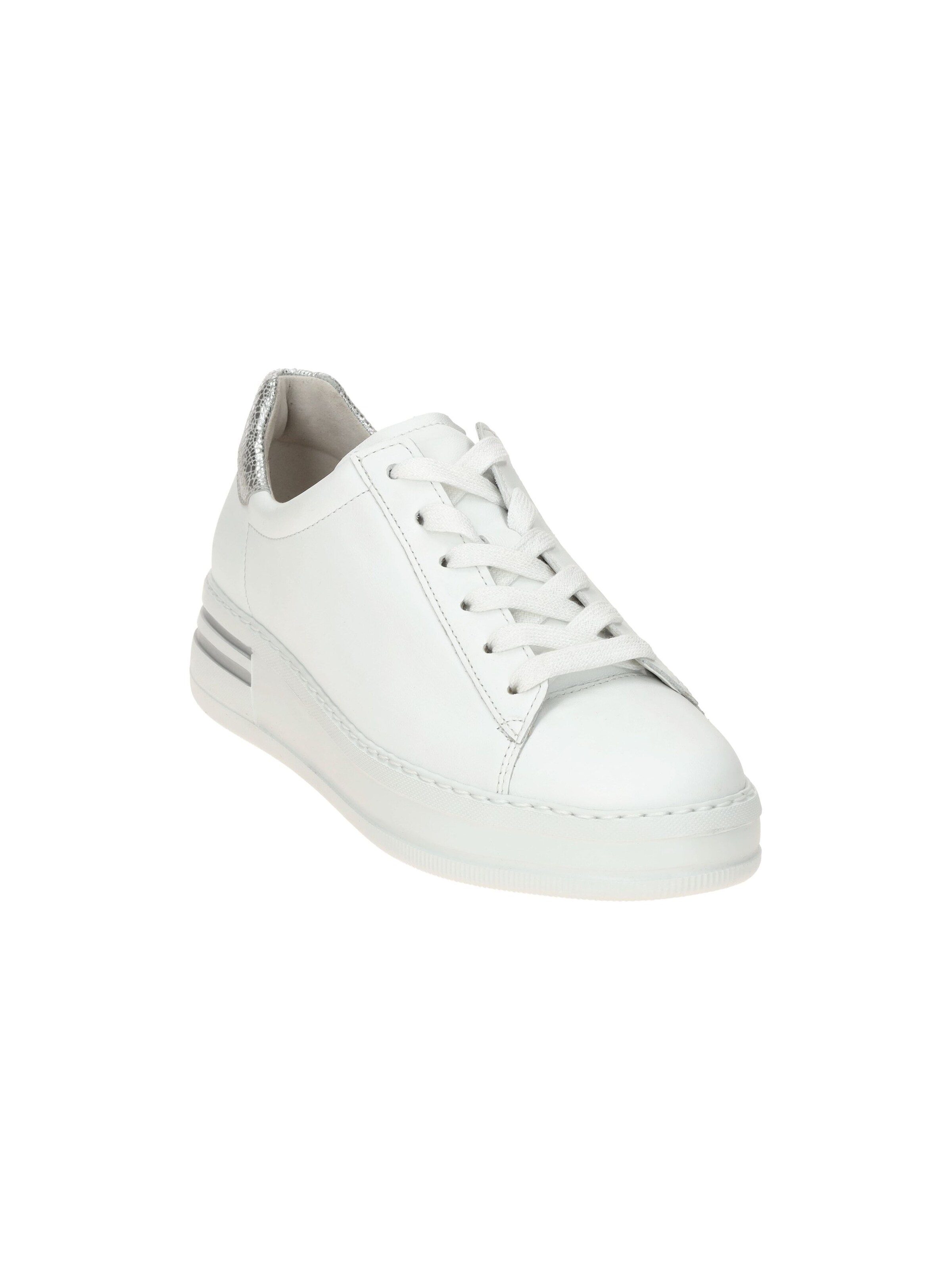 GABOR Schnürschuh 'Gabor Comfort Florenz Sneakers weiß silber metallic 86.395.51'‌‌‌‌‌‌‌‌‌ in Weiß