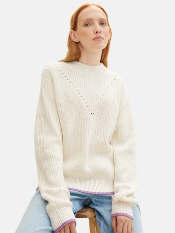 TOM TAILOR DENIM Sweater in White