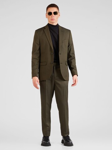 TOPMAN Regular Pleated Pants in Green