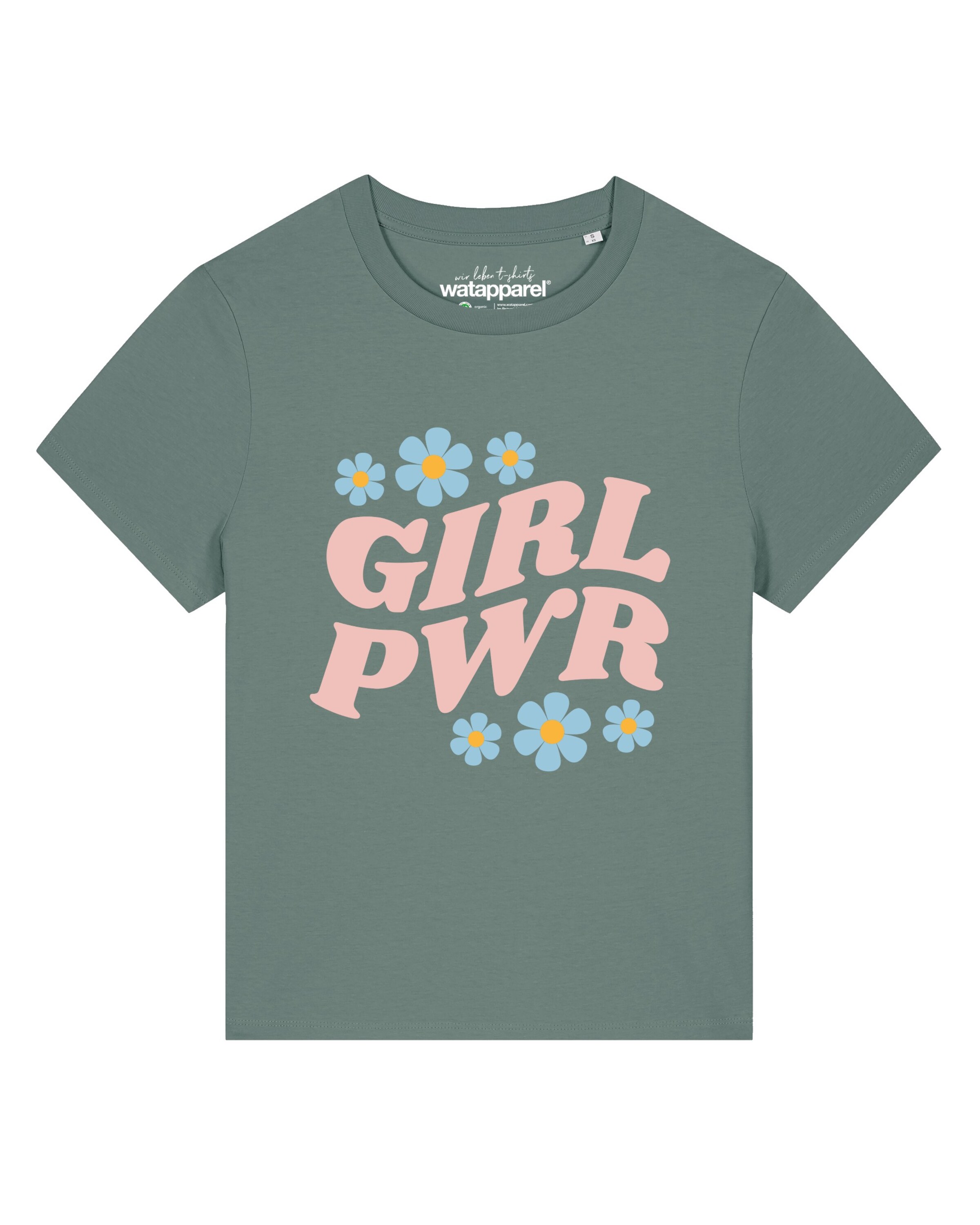 T-shirt 'Girl power' Watapparel en vert : devant