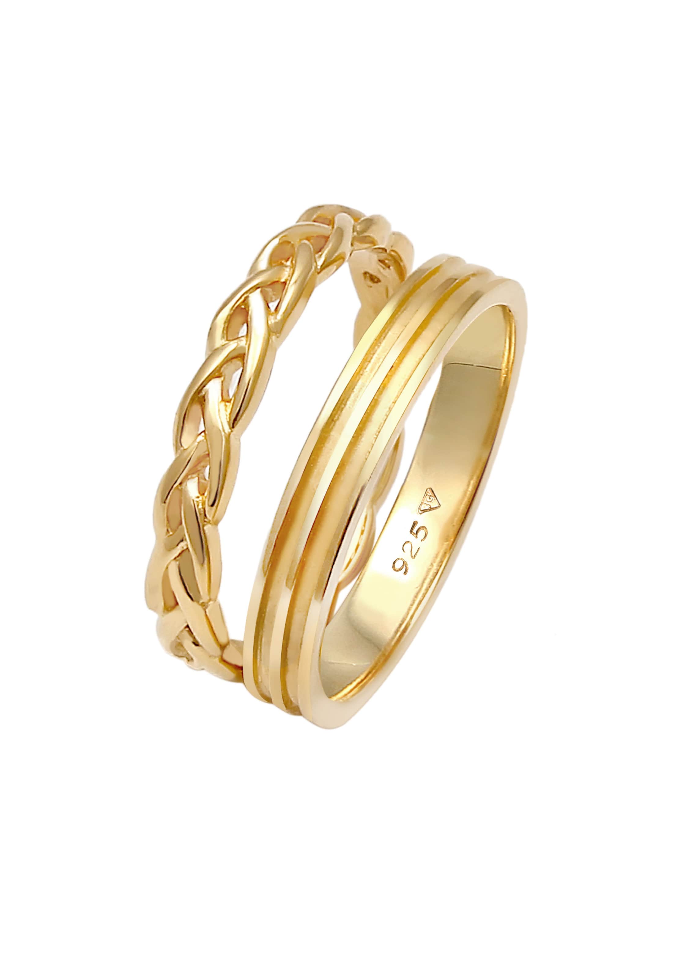 ELLI Ring Bandring, Twisted in Gold: Vorderseite