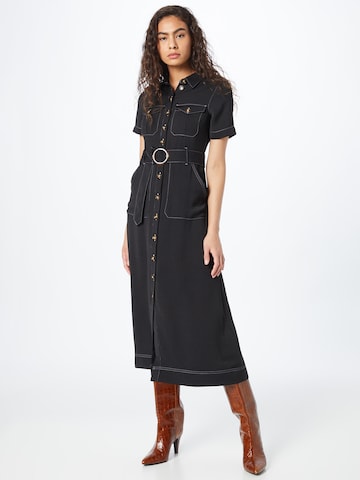 Warehouse Shirt Dress in Black: front