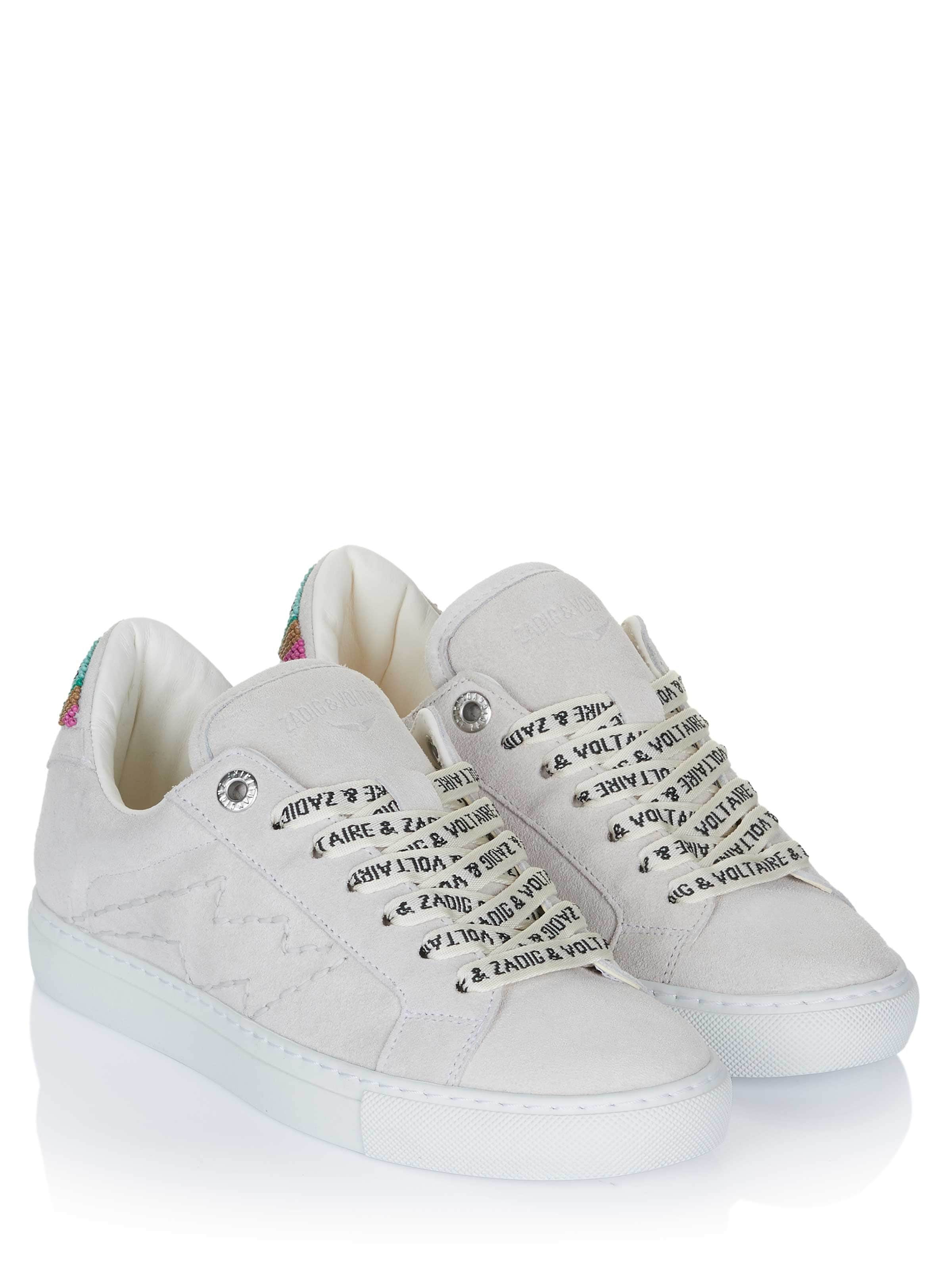 Zadig & Voltaire - Sapatilhas baixas 'Zadig & Voltaire LA FLASH FOLK BEADS Sneaker weiß' em branco