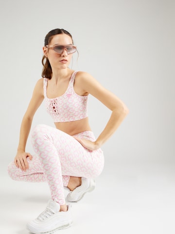 GUESS Skinny Workout Pants 'LOGOMANIA' in Pink