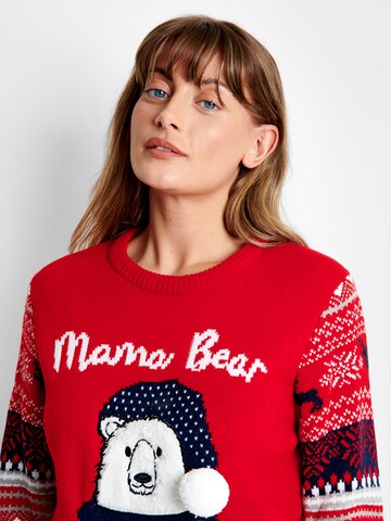 Threadbare Sweater 'Xmas Jumper Bear' in Red
