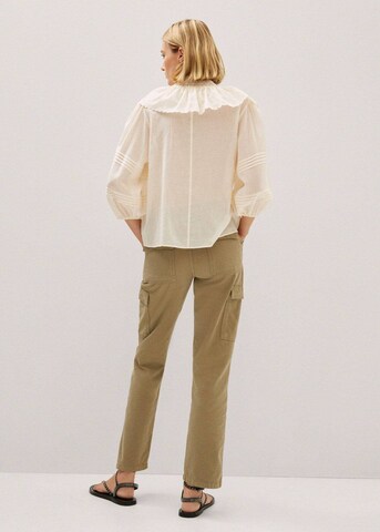 MANGO Blouse 'Bouton' in Beige