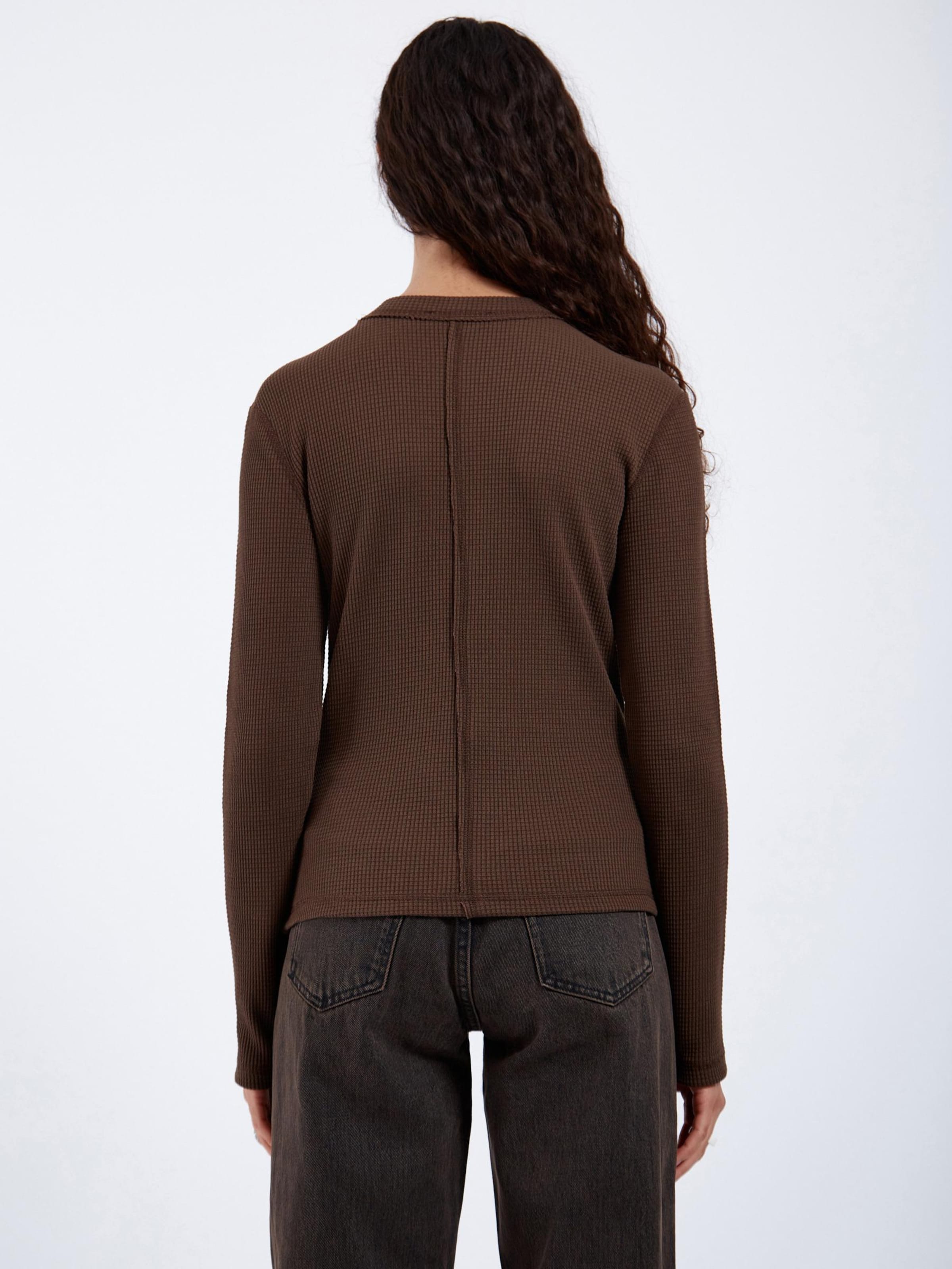 Dr. Denim Top 'Stella Waffle Top' in Brown