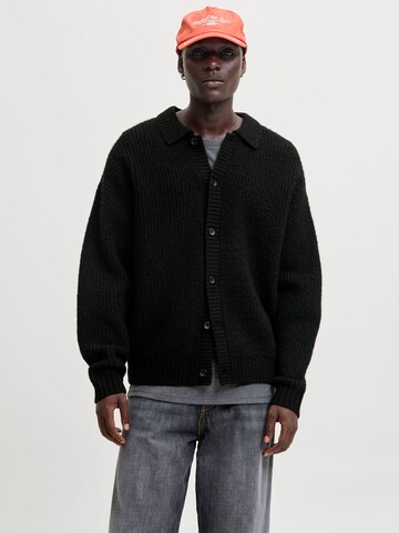 JACK & JONES Knit cardigan in Black: front