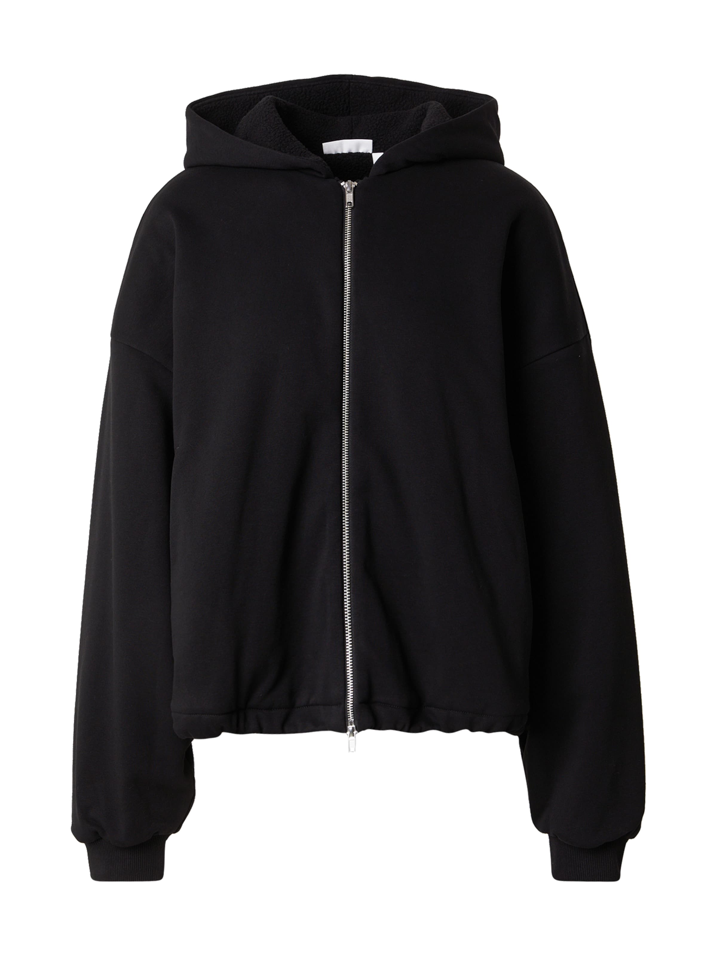 WEEKDAY Zip-Up Hoodie 'Danielle' in Black: front