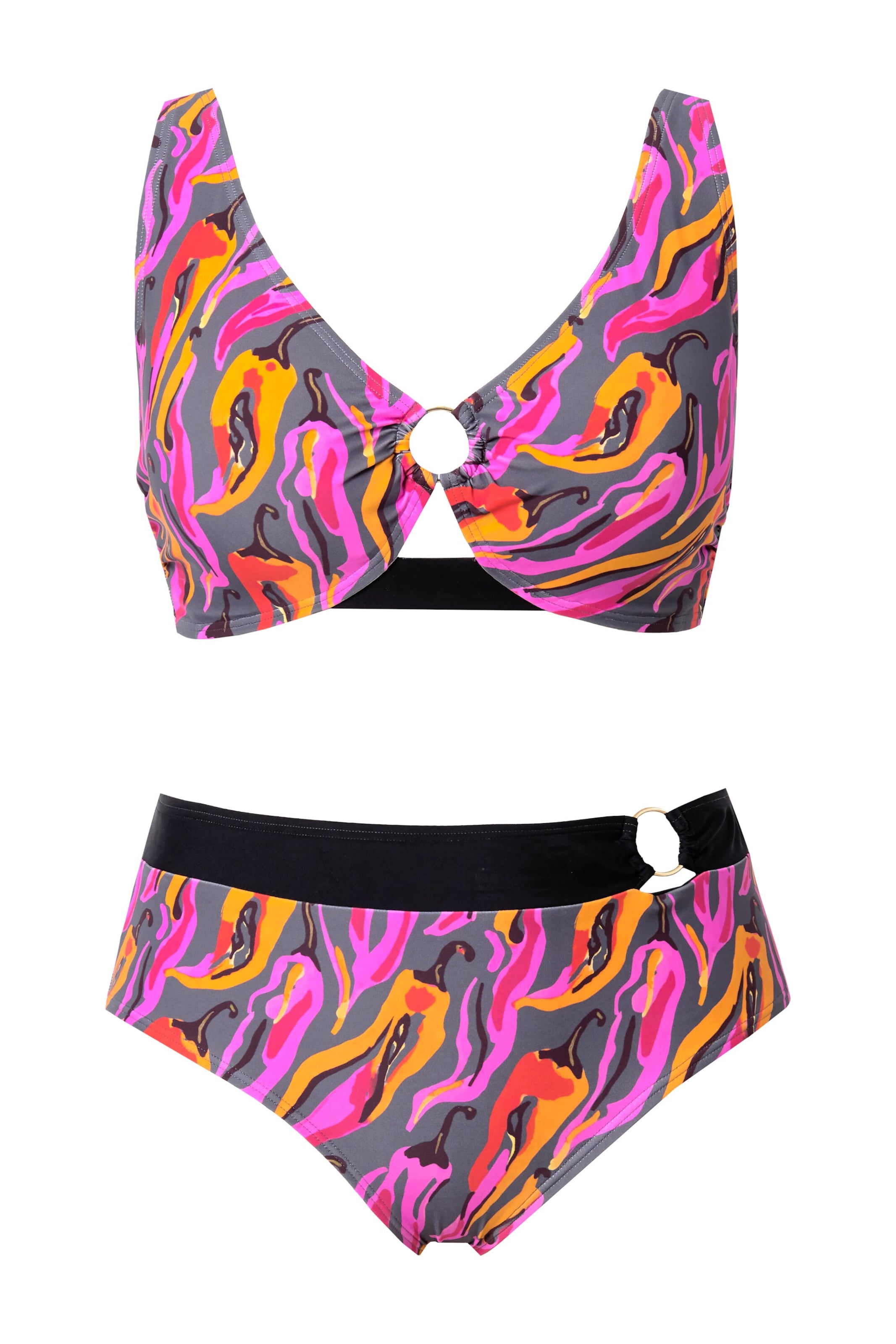 Ulla Popken Minimizer Bikini in Roze: voorkant