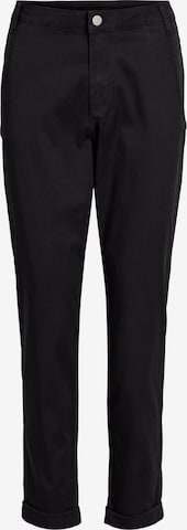 VILA Tapered Chino Pants in Black: front