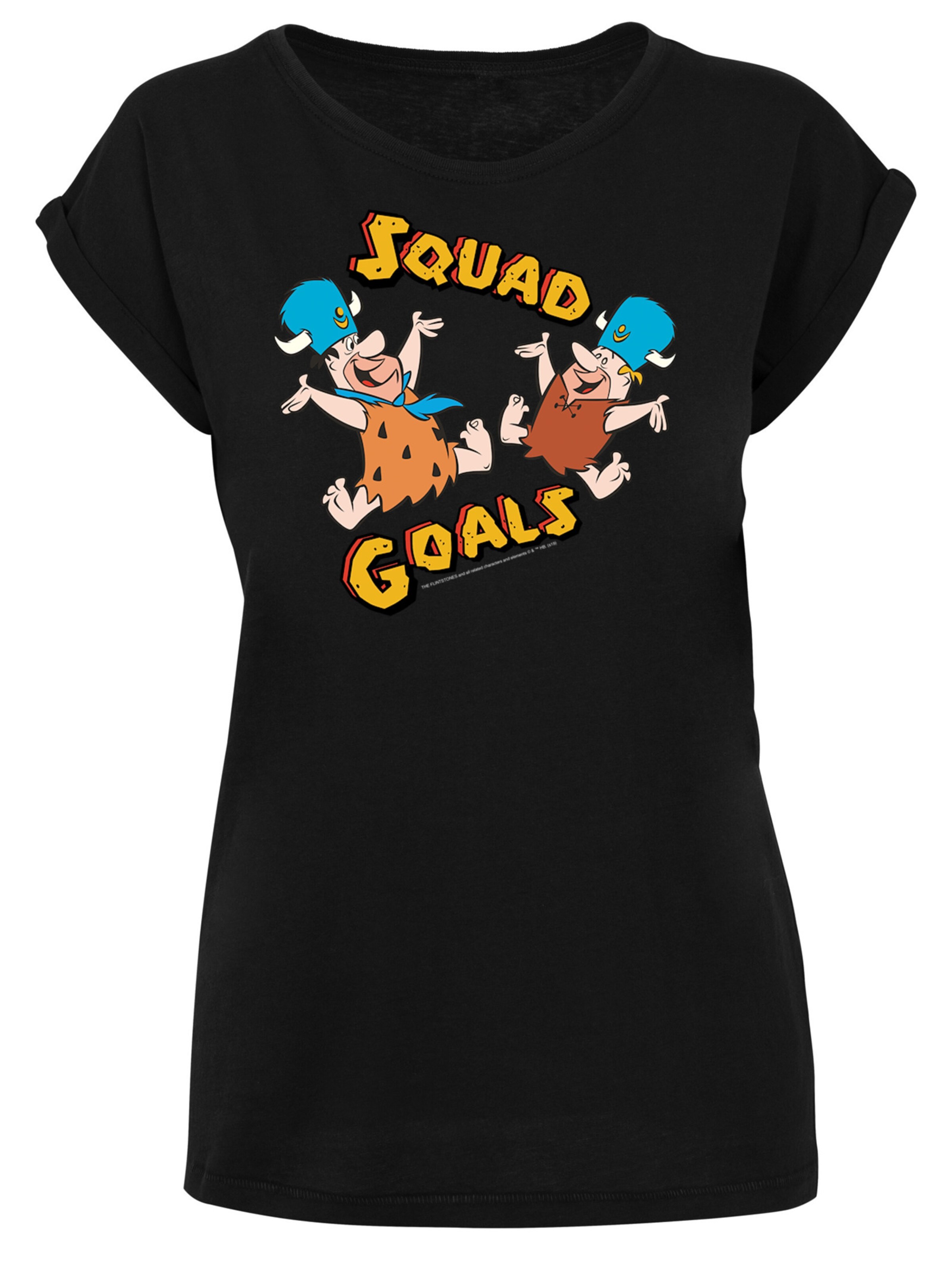 F4NT4STIC Shirt 'Die Familie Feuerstein Squad Goals' in Black: front