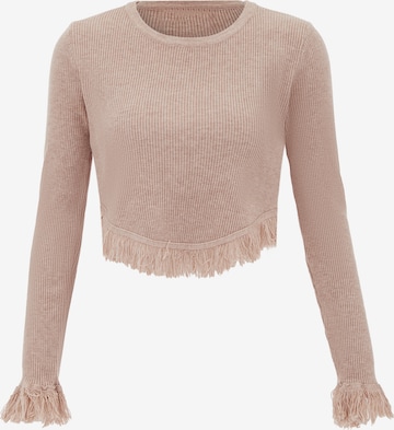 Pull-over swirly en beige : devant