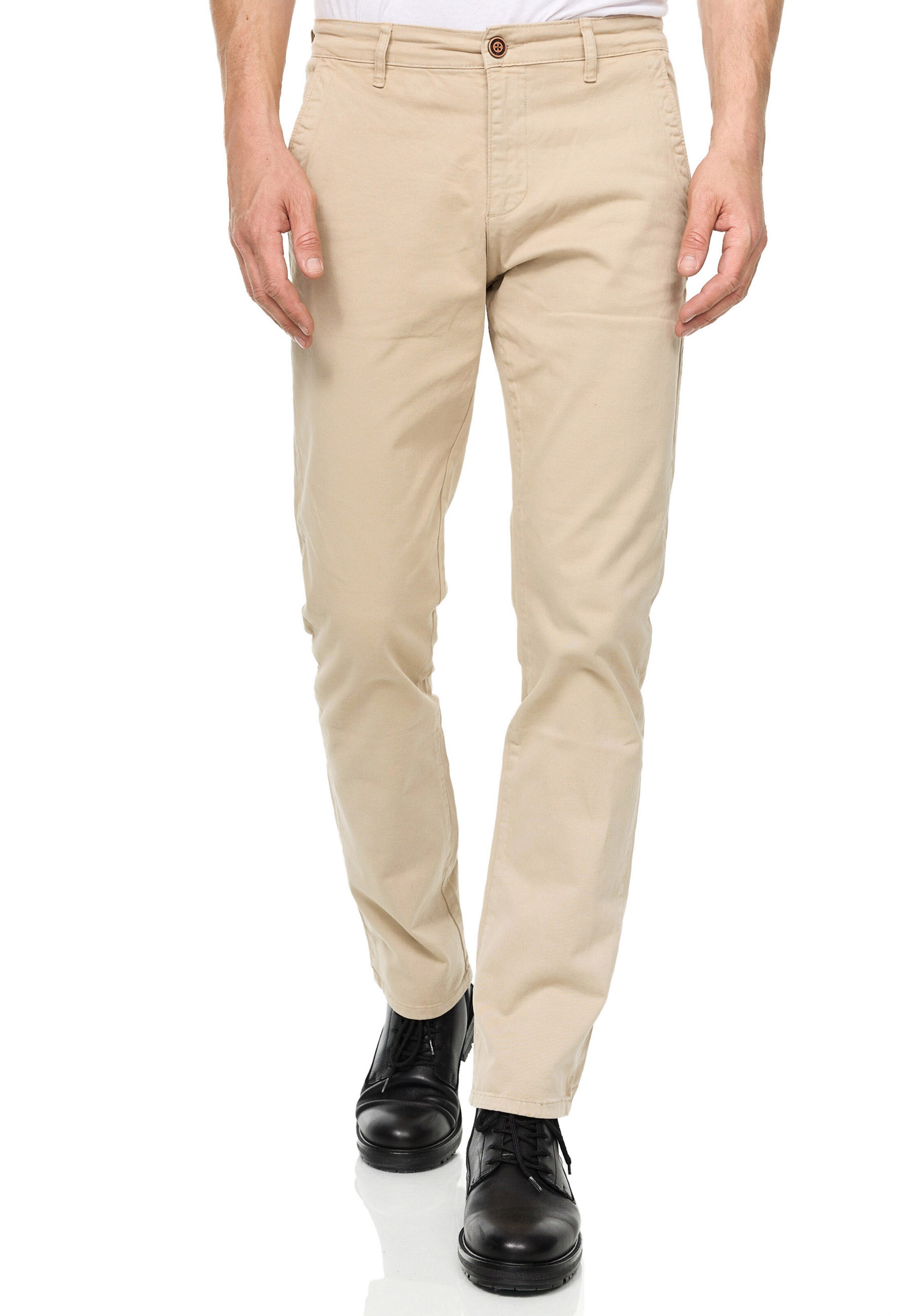 Rusty Neal Slimfit Chinohose in Beige: Vorderseite
