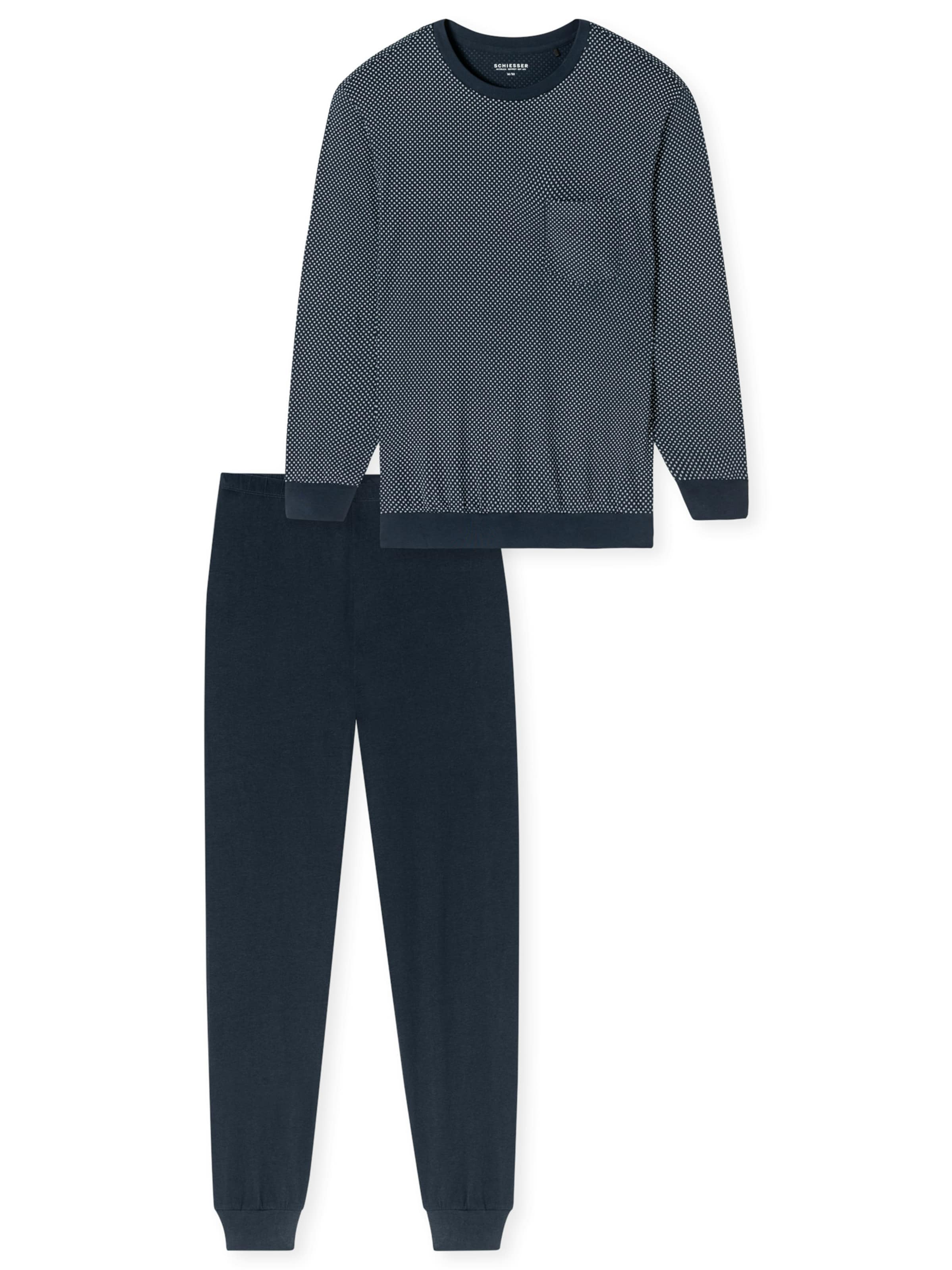 SCHIESSER Pyjama lang ' Comfort Essentials ' in Blauw: voorkant