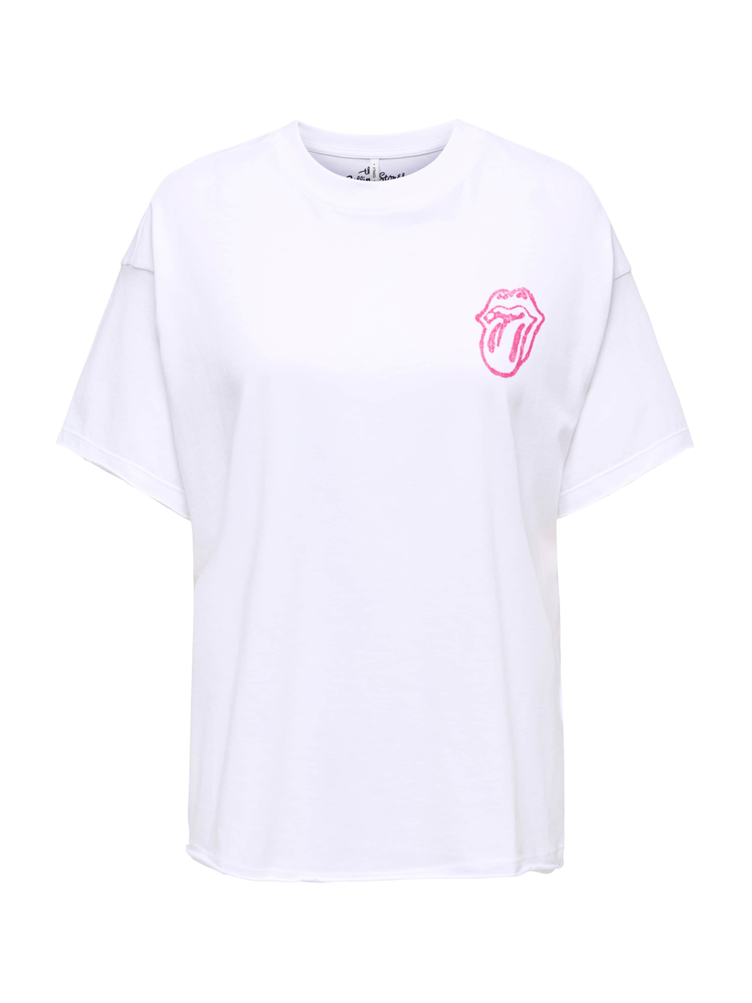 ONLY Shirt 'ONLROLLING STONES' in Wit: voorkant