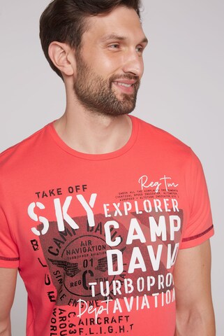 CAMP DAVID T-Shirt mit Puffprint-Artwork in Orange