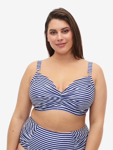 Swim by Zizzi T-shirt Bikini Top 'STANIA' in Blue: front