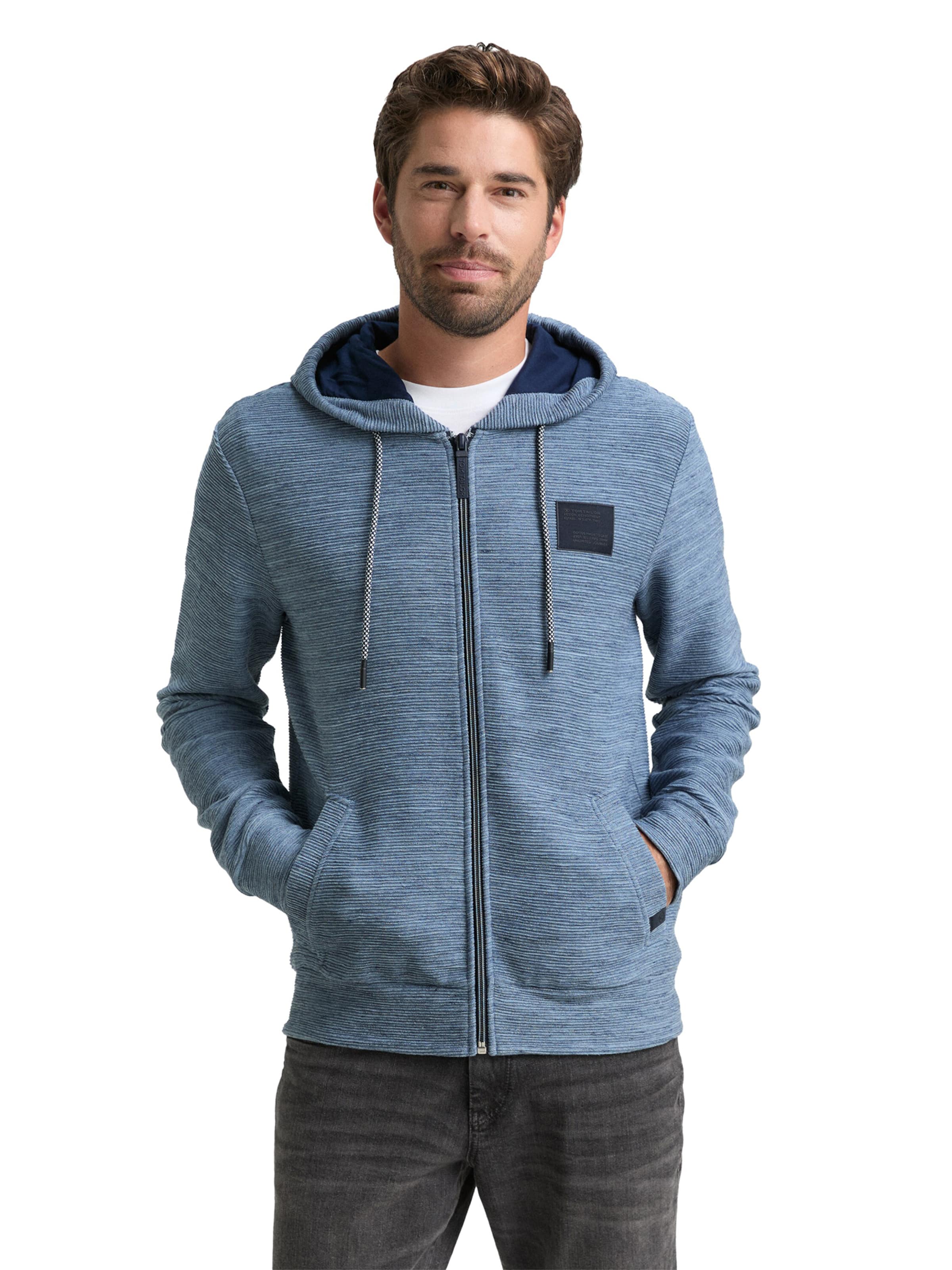 TOM TAILOR Zip-Up Hoodie in Blue: front