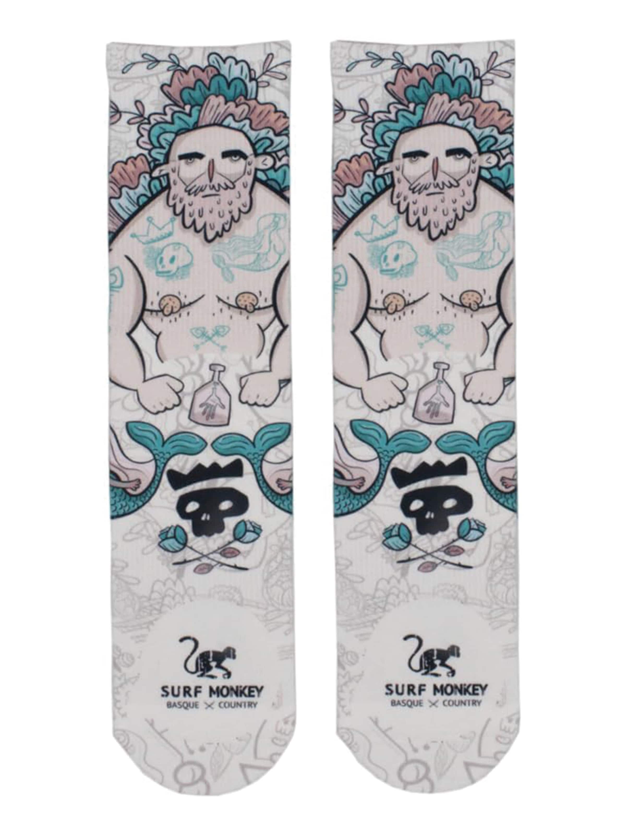 Calzino sportivo di Surf Monkey in bianco: frontale