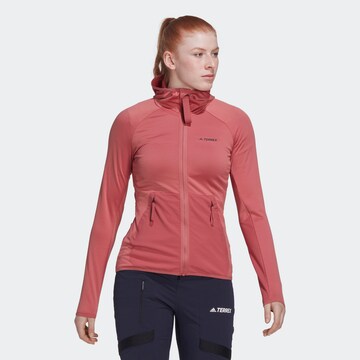 ADIDAS TERREX Skinny Athletic Fleece Jacket in Red: front