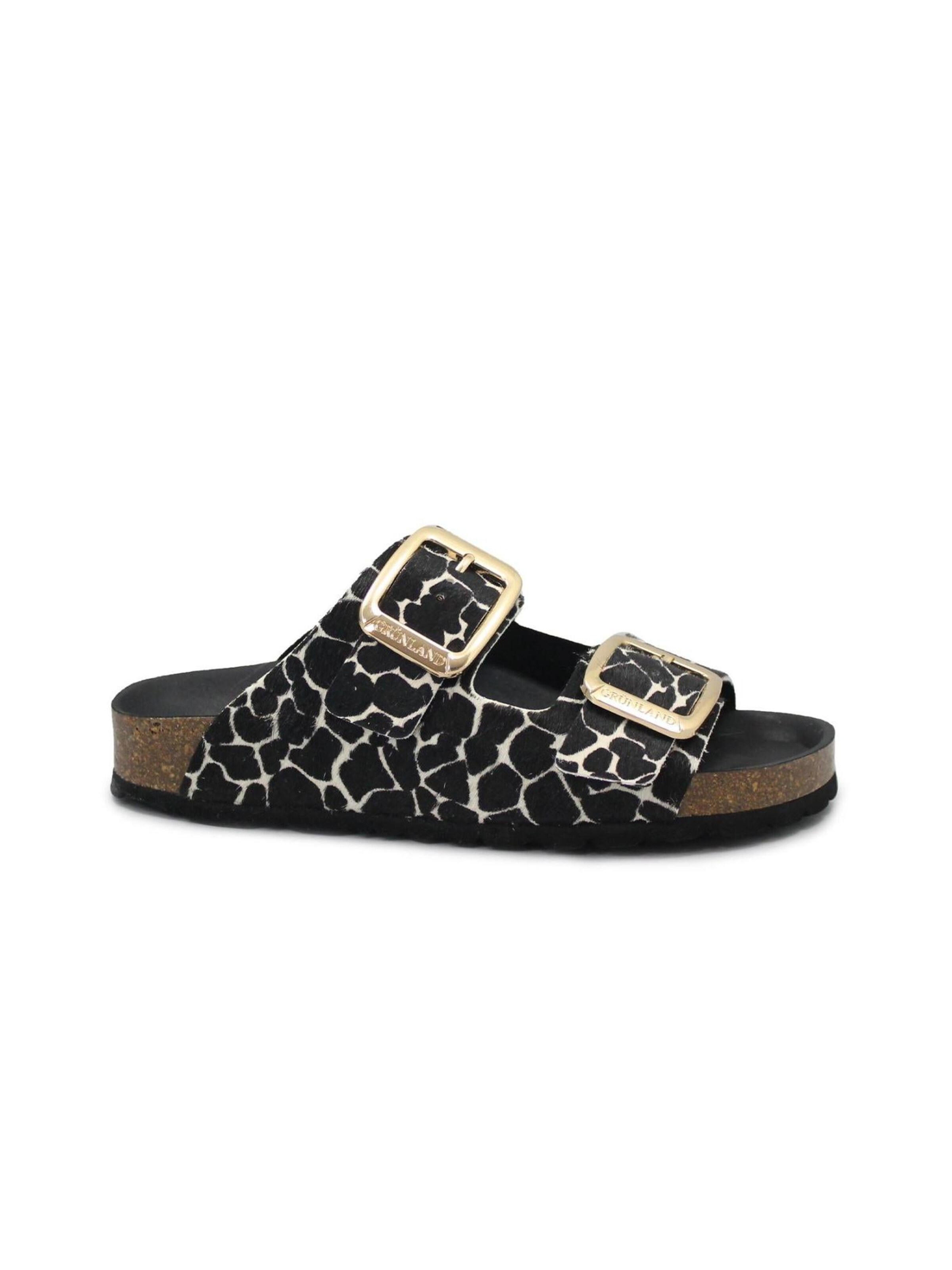 Zoccoletto 'GRUNLAND SARA CB1796 nero multi ciabatte donna anatomiche fibbie cavallino' di Grunland in nero: frontale