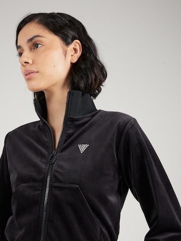 GUESS Athletic Zip-Up Hoodie 'COUTURE' in Black