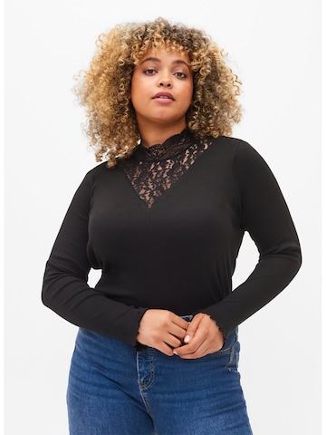 Zizzi Shirt 'Mliv' in Black: front