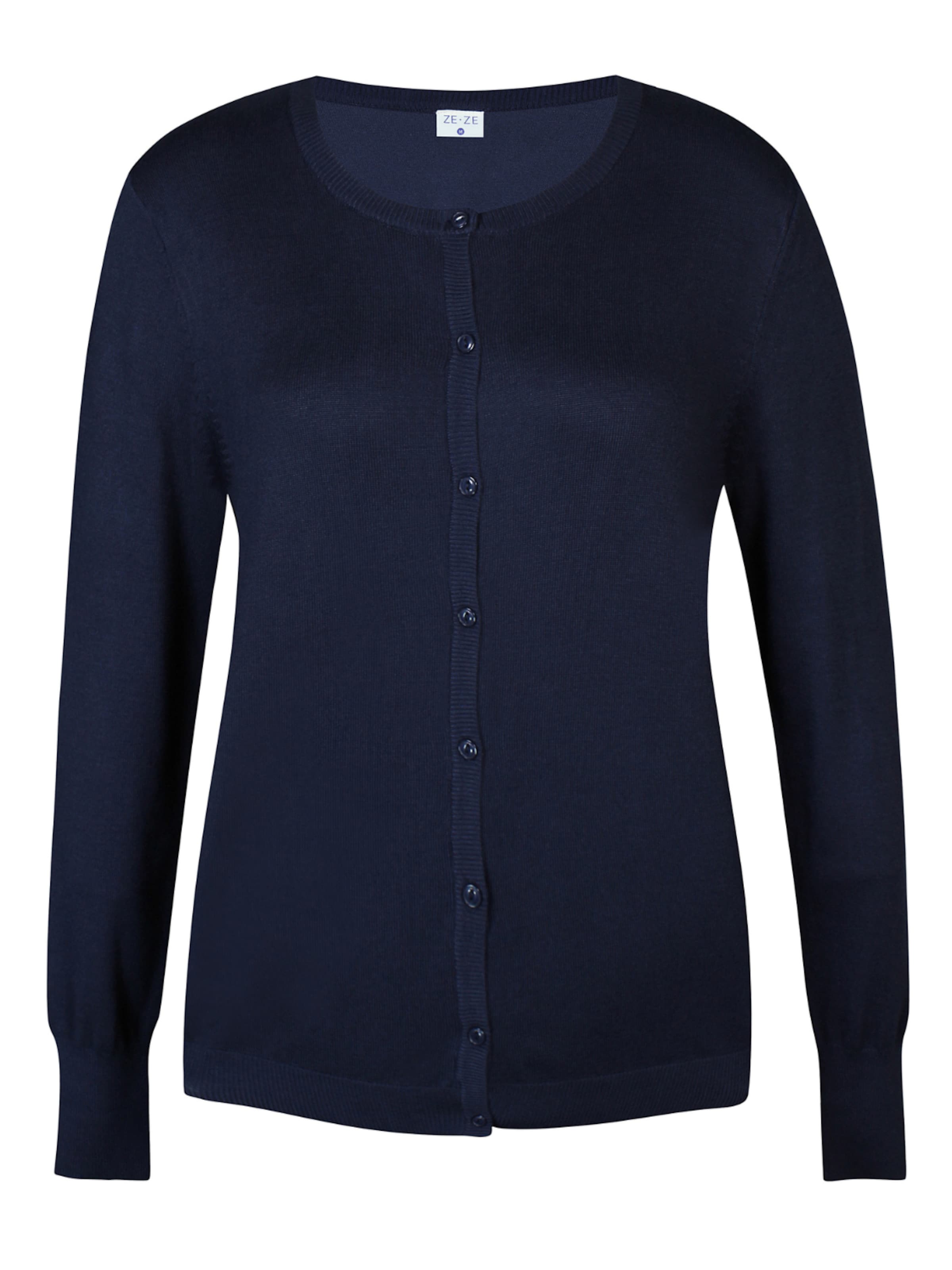 ze-ze Gebreid vest 'Norma 106' in Blauw: voorkant