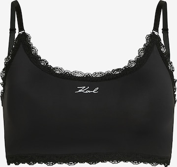 juoda Karl Lagerfeld Apatiniai marškinėliai ' Bralette mit Signature-Spitzenbesatz ': priekis