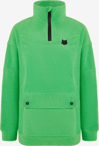 Cat e Lolette Fleecetakki 'Minimal cat embroidery' värissä vihreä: etupuoli