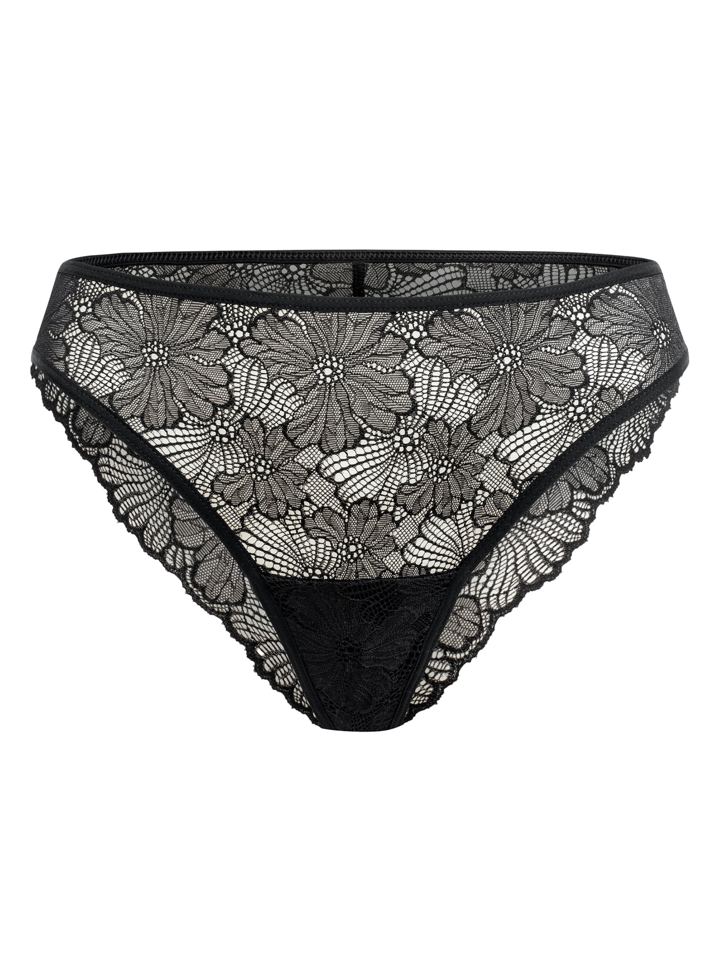 Erlich Textil - Cueca 'Classy Lace' em preto: frente