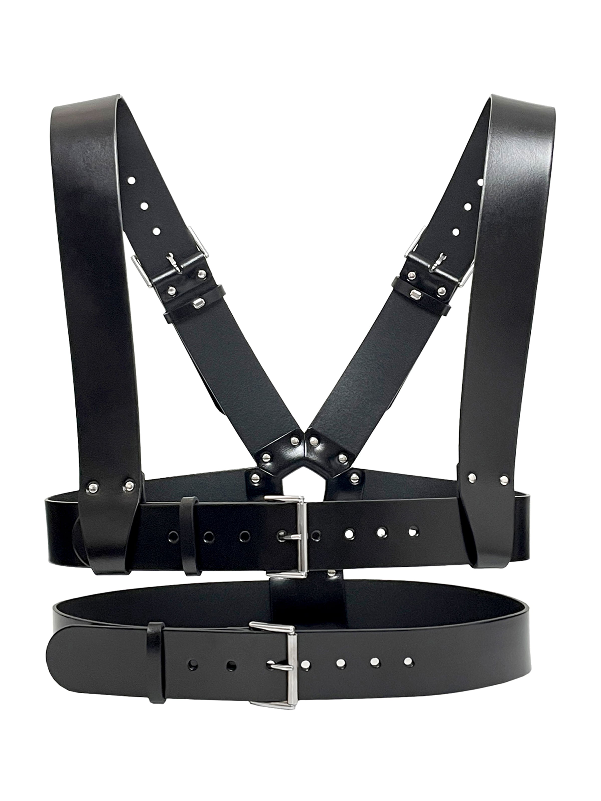 Haute Cuir Belt 'Body Cage Harness' in Black: front