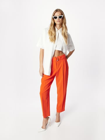 BOSS Black Regular Pleat-front trousers 'Tapiah' in Orange