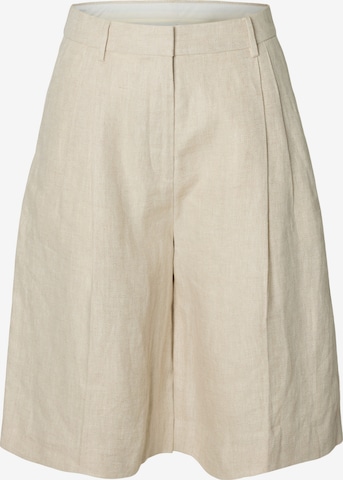 smėlio SELECTED Plačios klešnės Klostuotos kelnės 'SLWIDA': priekis