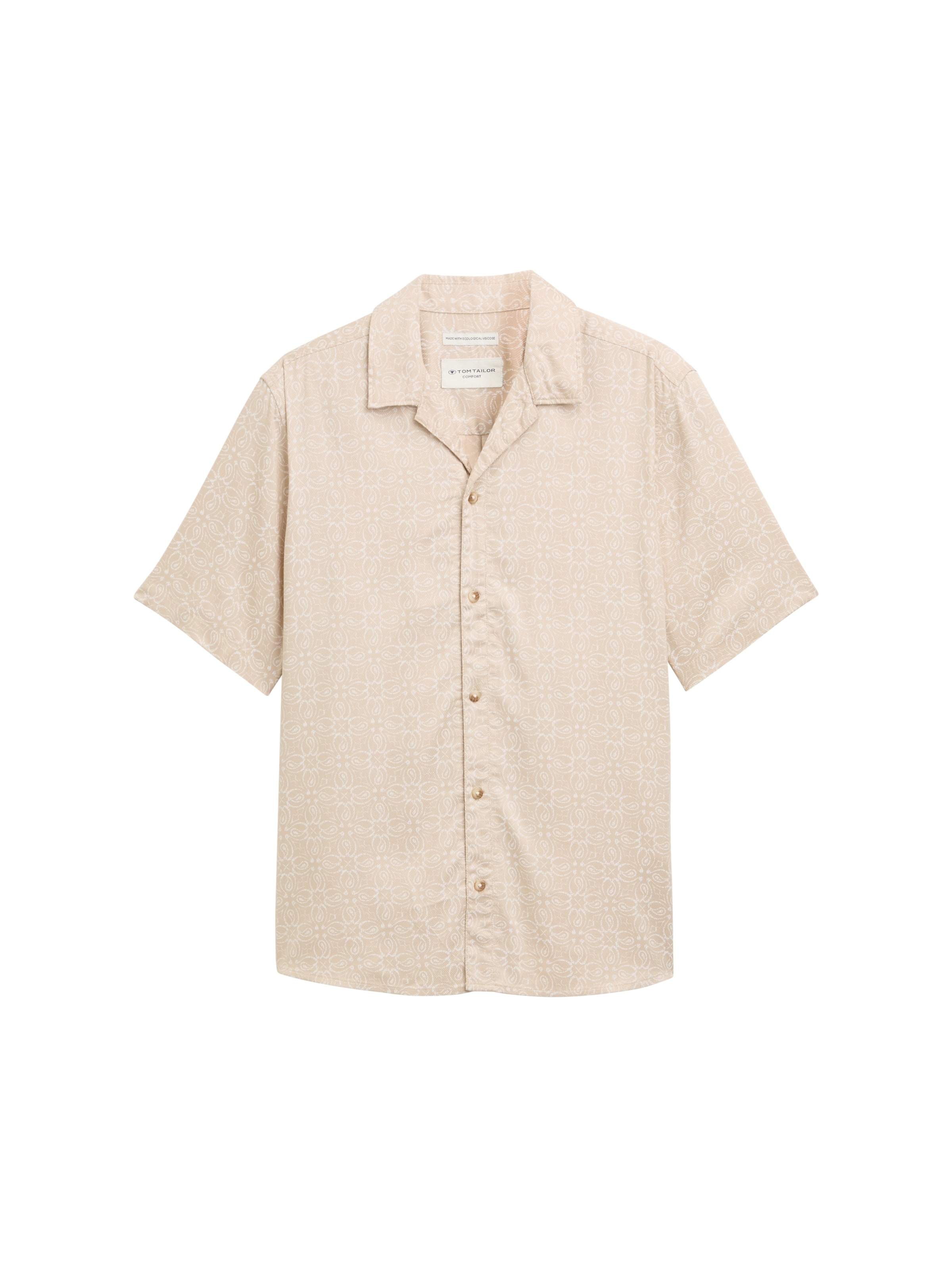 TOM TAILOR Comfort fit Button Up Shirt in Beige: front
