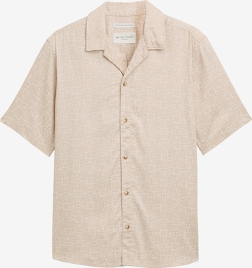 TOM TAILOR Button Up Shirt in Beige: front