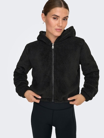 ONLY PLAY Athletic Fleece Jacket 'ONPCas-Fluf' in Black