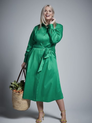 Rock Your Curves by Angelina K. Shirt Dress in Green