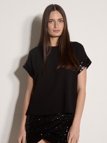T-shirt ' Crêpe-Shirt ' Apricot en noir : devant