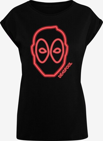 ABSOLUTE CULT Shirt 'Deadpool - Neon Head' in Black: front