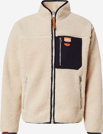 Superdry Fleece jas in Beige: voorkant