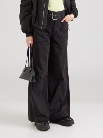 Wide leg Pantaloni 'Hicandi-1' di HUGO in nero: frontale