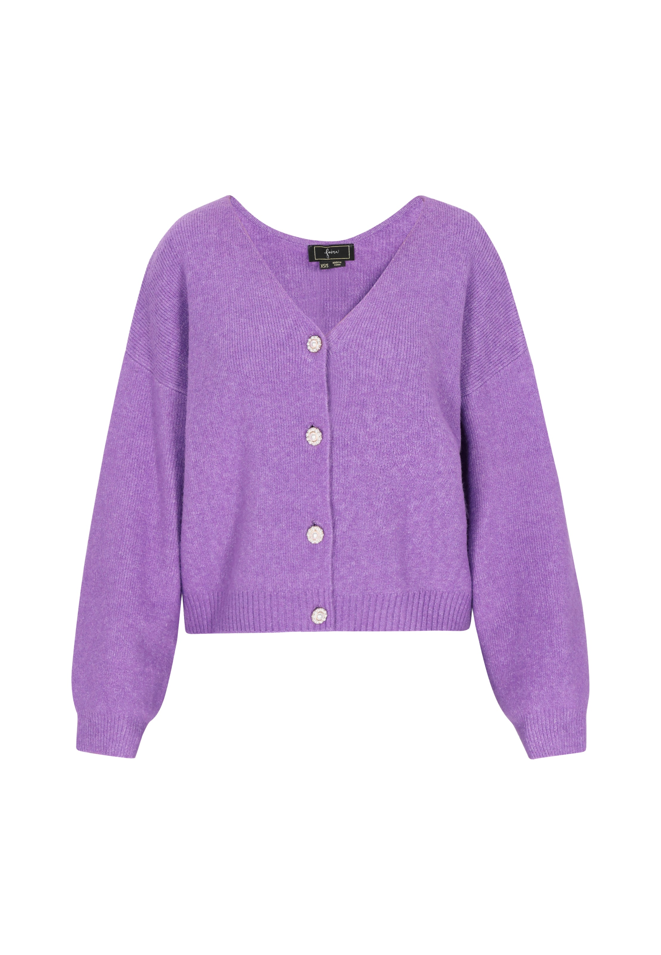 faina Свободна плетена жилетка в лилав: отпред